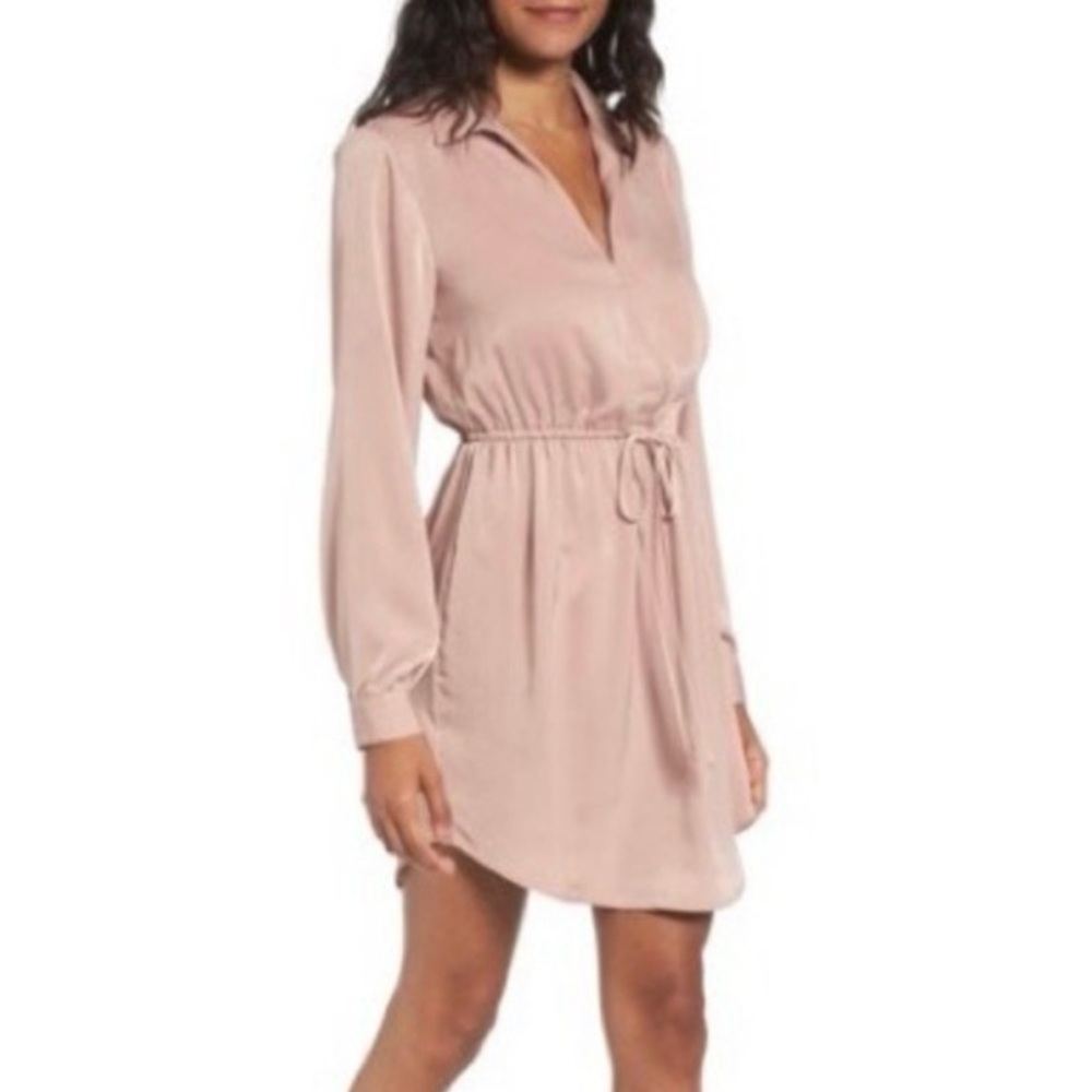 Lush | ‘Payton’ Dusty Pink Cinched Waist Dress